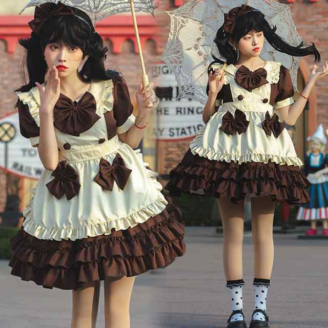 メイド服 ロリータ コスプレ コスチューム ハロウィン セット ゴスロリ